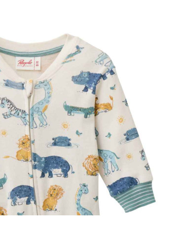Tutina intera in cotone bio "Savana" - col. bianco fantasia