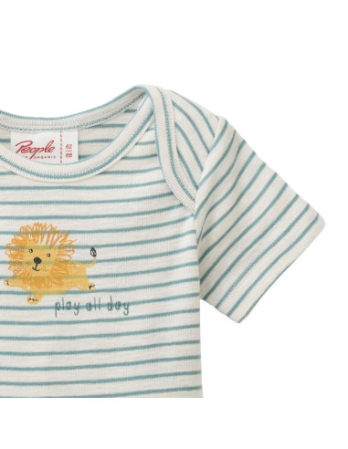 Body manica corta in cotone bio "Leone" -col. bianco/ menta