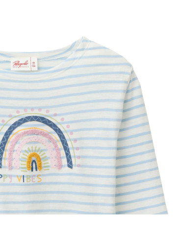 Maglietta lunga in cotone bio "Arcobaleno" -col. bianco a righe
