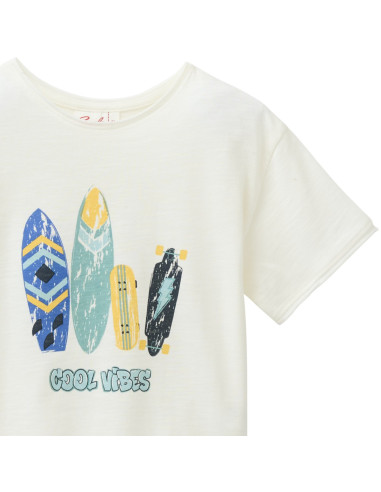 T-Shirt in cotone bio "Cool Vibes" - col. bianco