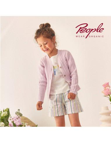 Pantaloncini shorts in cotone bio a righe multicolore