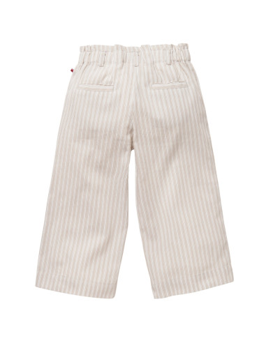 Pantalone in cotone bio - col. sabbia rigato