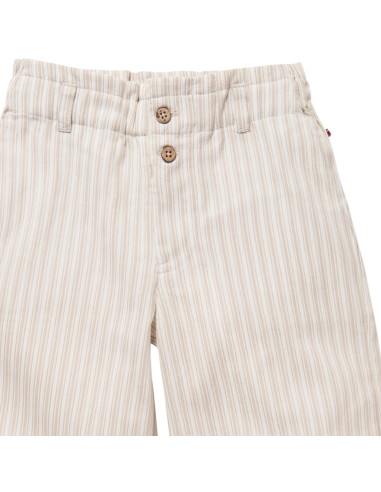Pantalone in cotone bio - col. sabbia rigato