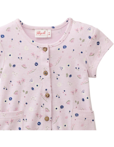Pagliaccetto baby in cotone bio con taschine- col. rosa fantasia