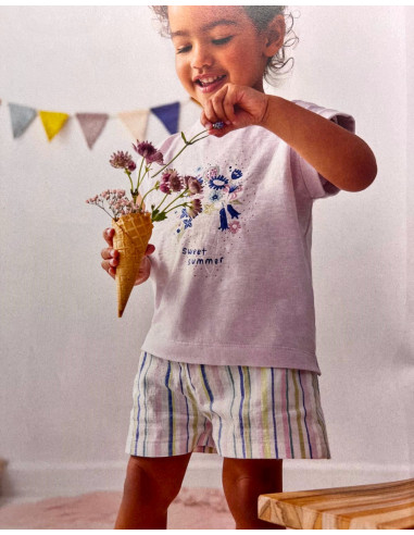 Pantaloncini baby in cotone bio a righe multicolore