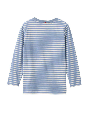 Maglietta lunga in cotone bio "Let's go Wild" - col. righe blu fumo