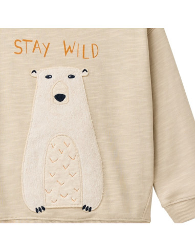 Felpa bambino in cotone bio "Orso" - col. sabbia