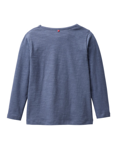 Maglietta lunga in cotone bio "Gufo" - col. blu indigo