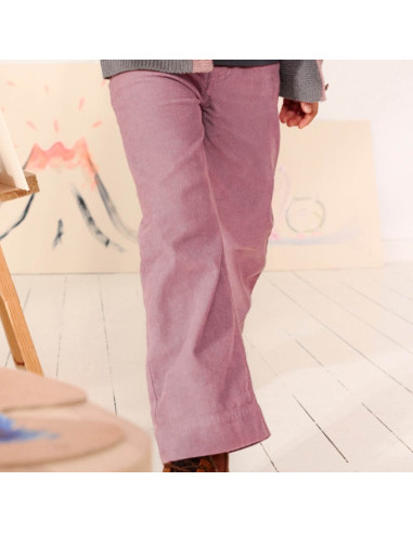 Pantalone in velluto di cotone bio - col. malva scuro