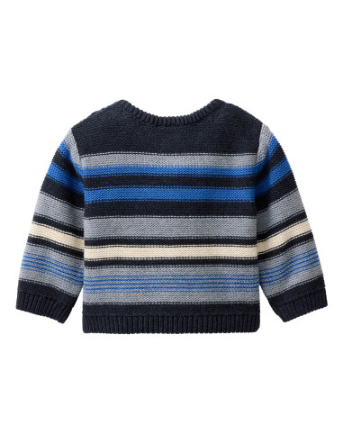 Pullover baby in cotone bio - col. blu a righe