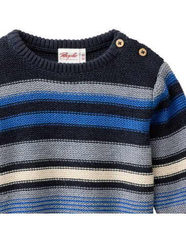 Pullover baby in cotone bio - col. blu a righe