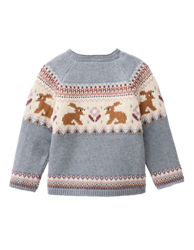 Pullover baby in cotone bio - col. azzurro-grigio