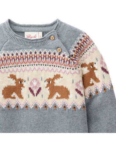 Pullover baby in cotone bio - col. azzurro-grigio