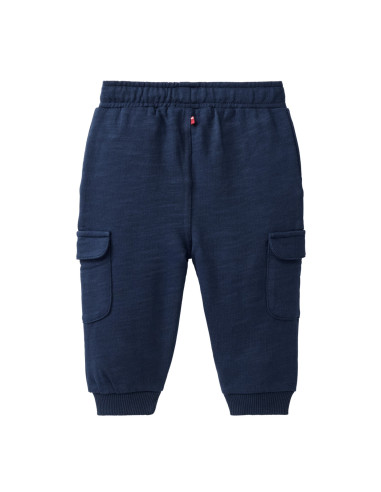 Pantalone cargo baby in cotone bio felpato - col. blu scuro