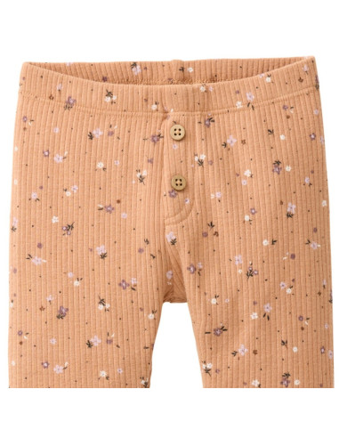 Leggings baby in cotone bio a costine - col. caramel fantasia