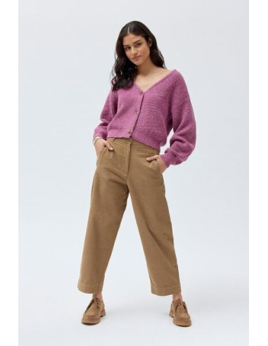Cardigan donna in cotone bio - col. malva melange