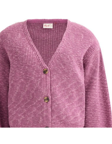 Cardigan donna in cotone bio - col. malva melange