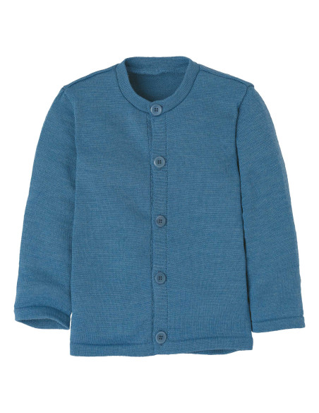 Cardigan in lana merino bio - col. blu polvere