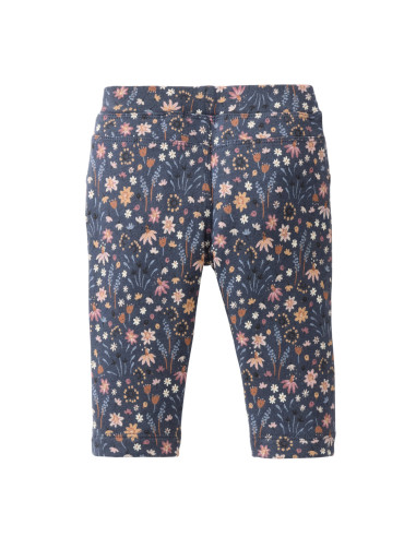 Treggings baby in cotone bio felpato - col. blu fantasia fiori