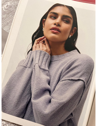 Pullover donna in cotone bio - col. azzurro polvere