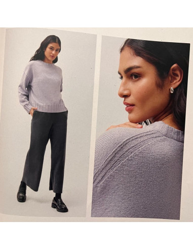 Pullover donna in cotone bio - col. azzurro polvere