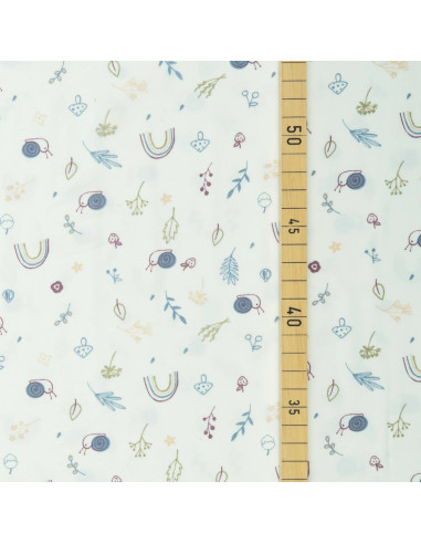 Jersey di cotone 200gr/m²- col. bianco fantasia "Lumache"
