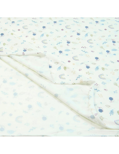 Jersey di cotone 200gr/m²- col. bianco fantasia "Lumache"