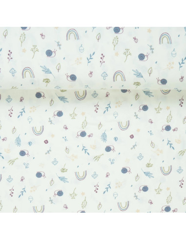 Jersey di cotone 200gr/m²- col. bianco fantasia "Lumache"