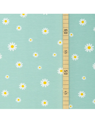 Jersey di cotone 200gr/m²- col. acqua fantasia "Daisy"