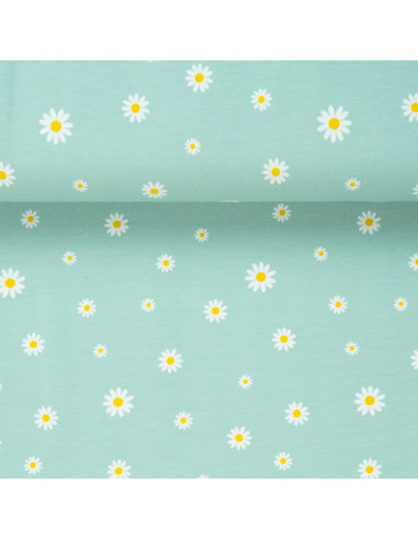 Jersey di cotone 200gr/m²- col. acqua fantasia "Daisy"