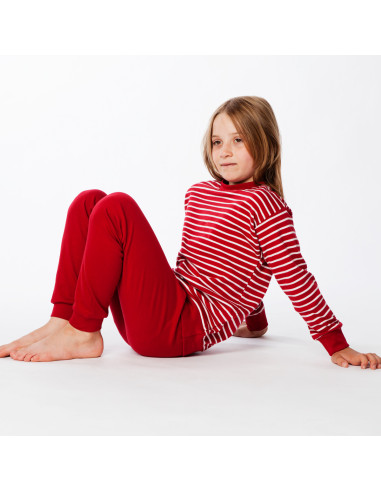 Pigiama in cotone biologico -col. righe rosso