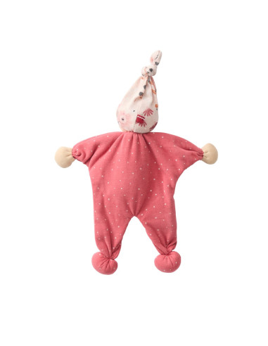 Bambolina morbida in cotone bio - col. rosso corallo
