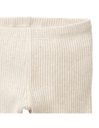 Leggings in cotone bio a costine - col. ecrù melange