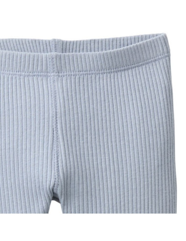 Leggings in cotone bio a costine - col. azzurro-grigio