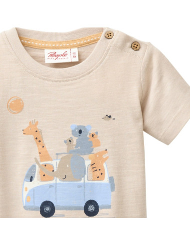 T-Shirt baby in cotone bio "Avventura" - col. sabbia