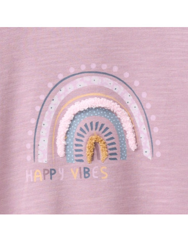 Felpa baby leggera in cotone bio "Happy Vibes" - col. malva