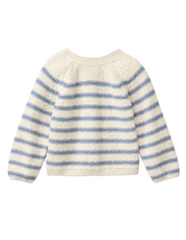 Pullover baby in cotone bio - col. beige chiaro a righe azzurro