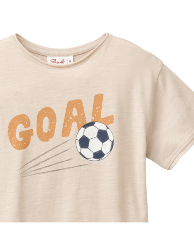 T-Shirt in cotone bio "Goal" - col. sabbia