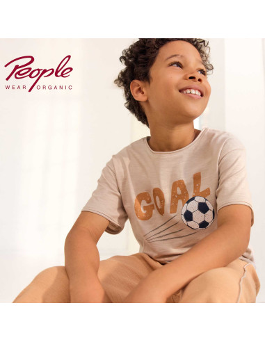 T-Shirt in cotone bio "Goal" - col. sabbia