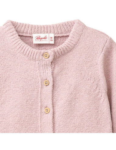 Cardigan in cotone bio -col. malva rosa