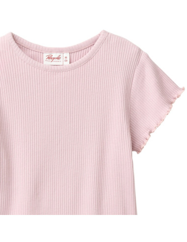 T-Shirt in cotone bio a costine - col. malva rosa