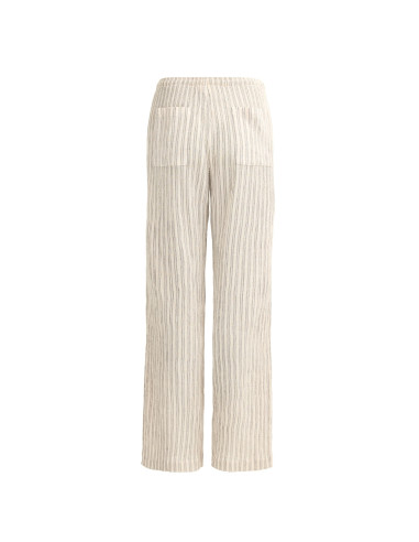 Pantalone donna in cotone bio -col. ecrù-grigio rigato