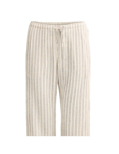 Pantalone donna in cotone bio -col. ecrù-grigio rigato
