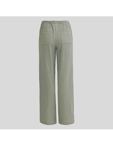 Pantalone donna in mussola di cotone bio -col. verde salvia