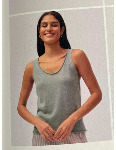 Canotta donna in cotone bio - col. verde salvia