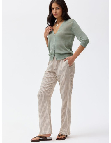 Cardigan donna a mezza manica in cotone bio - col. verde salvia