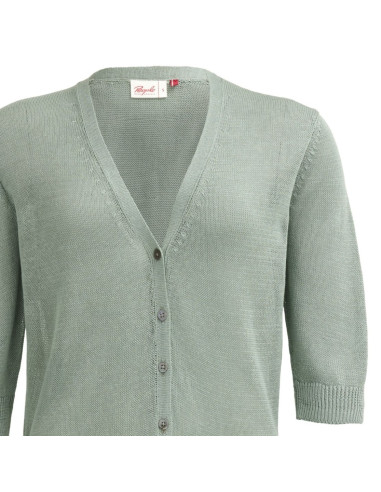 Cardigan donna a mezza manica in cotone bio - col. verde salvia
