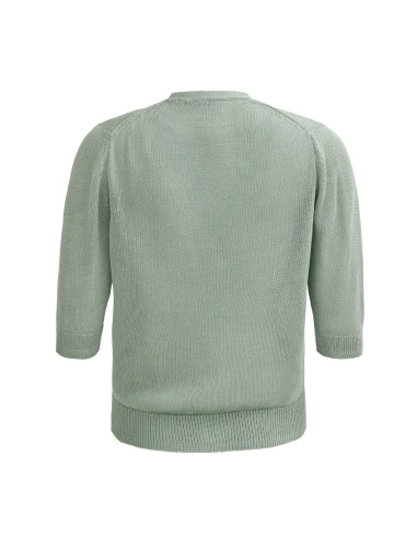 Cardigan donna a mezza manica in cotone bio - col. verde salvia