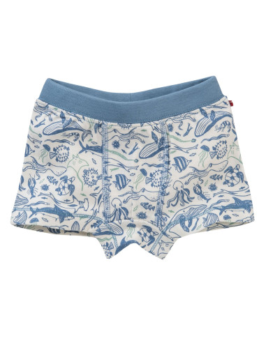 Set 2 Boxer bambino in cotone bio "Mare"- col. blu-bianco fantasia