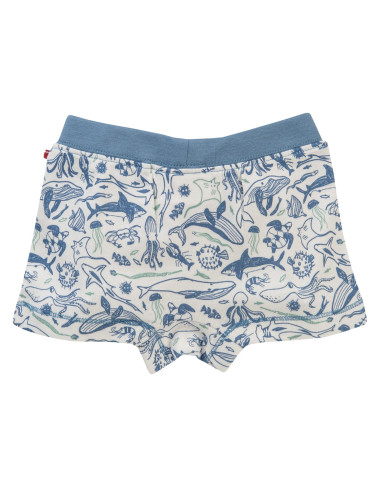 Set 2 Boxer bambino in cotone bio "Mare"- col. blu-bianco fantasia